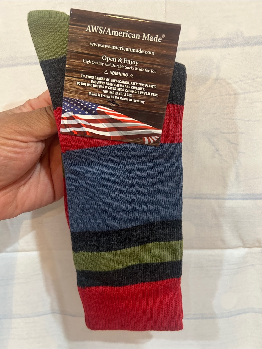 Men's Striped Crew Socks - Red, Blue, Green